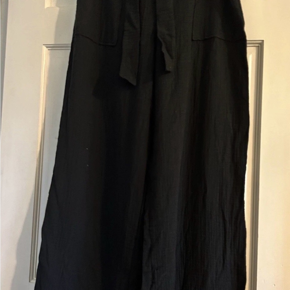 DREW Anthropology Black Gauze Wide Leg Elastic-Waist Pants NWT